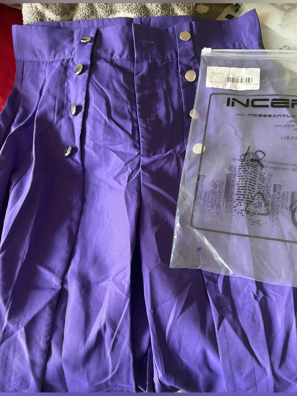 INCERUN Purple Skate Graphic Wide-Leg Pants - Picture 4 of 5